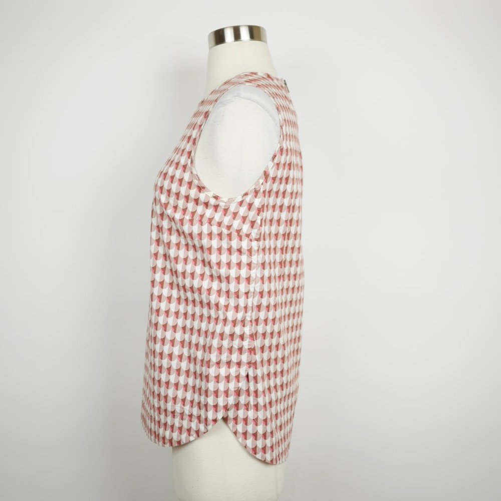 J.CREW Brown pink geometric sleeveless blouse - Picture 4 of 9
